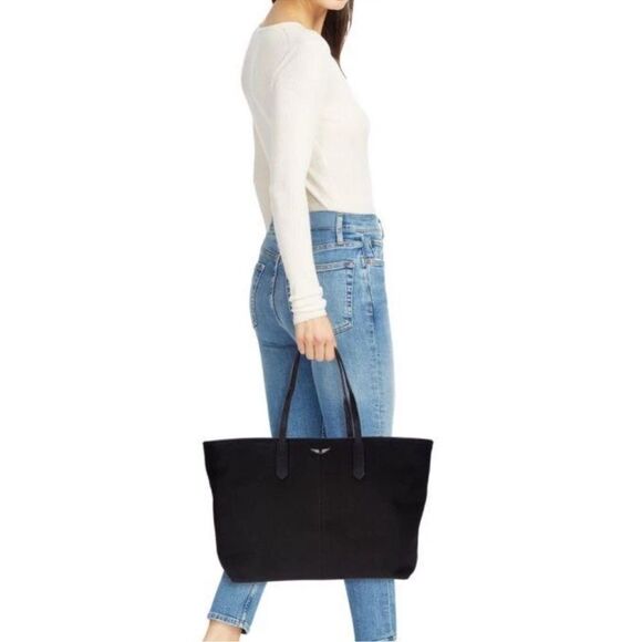 $448 Zadig & Voltaire Mick Wings Canvas Tote NWT WHITE - Picture 2 of 8